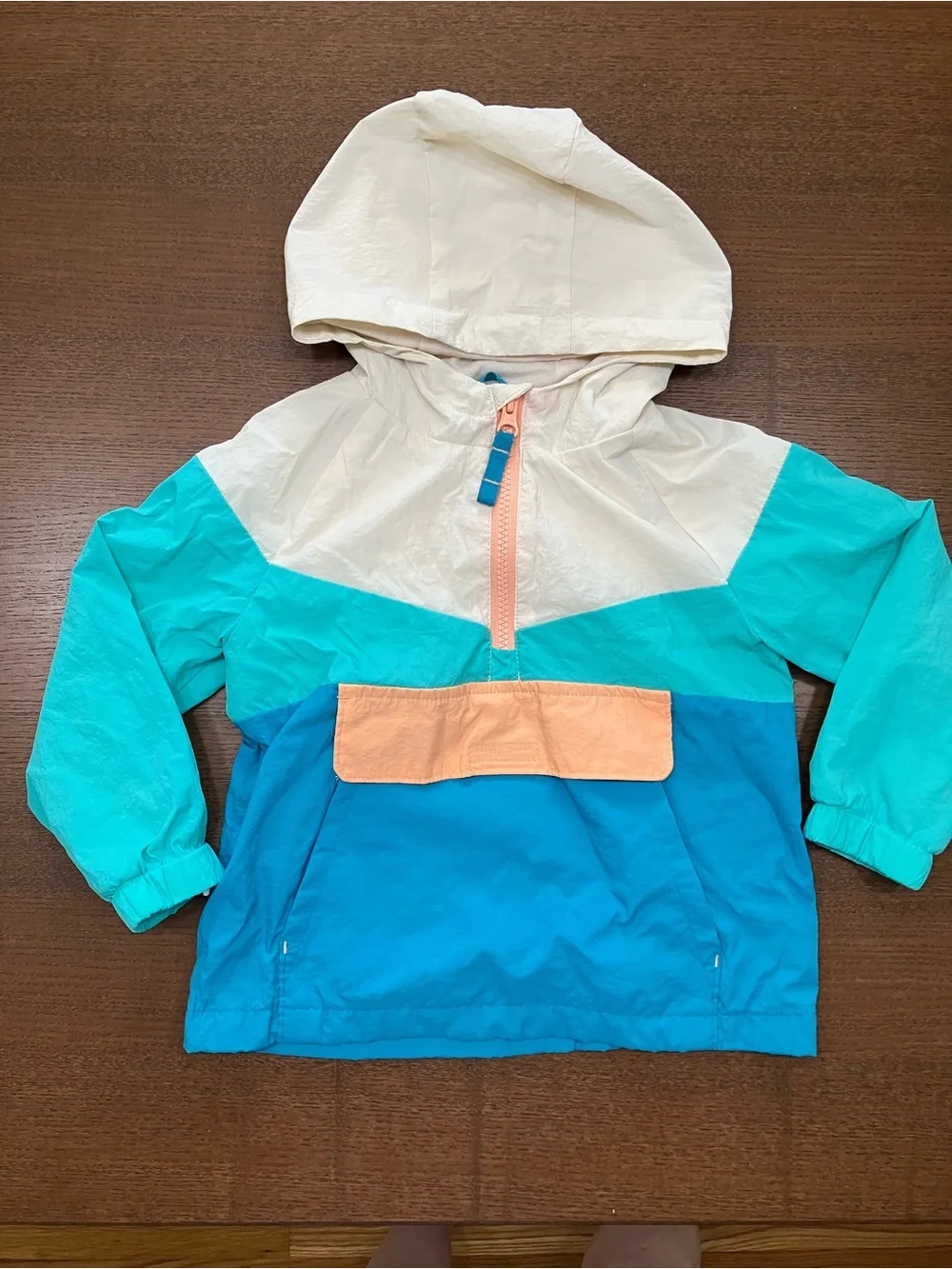 Cat & Jack Colorblock Pullover Windbreaker - Cream, Teal, Blue, Peach